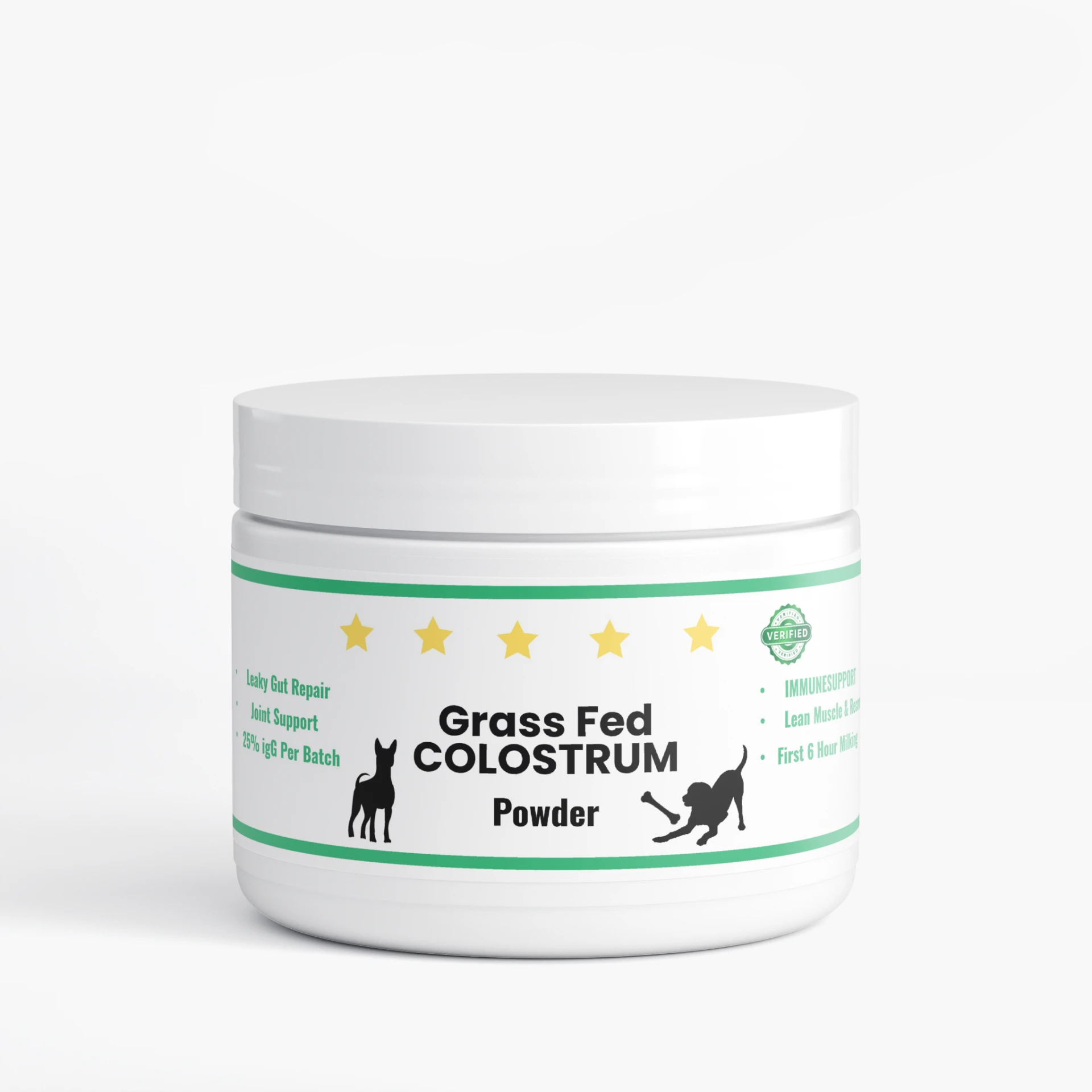 Grass Fed Colostrum Powder for Dogs container